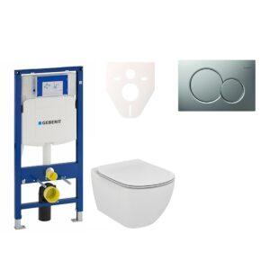 Cenově zvýhodněný závěsný WC set Geberit do lehkých stěn / předstěnová montáž+ WC Ideal Standard Tesi 111.300.00.5NF3