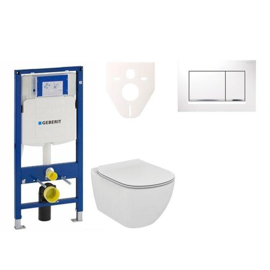 Cenově zvýhodněný závěsný WC set Geberit do lehkých stěn / předstěnová montáž+ WC Ideal Standard Tesi 111.300.00.5NF5