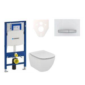 Cenově zvýhodněný závěsný WC set Geberit do lehkých stěn / předstěnová montáž+ WC Ideal Standard Tesi 111.300.00.5NF8