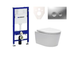 Cenově zvýhodněný závěsný WC set Geberit do lehkých stěn / předstěnová montáž+ WC SAT Brevis SIKOGES6W3