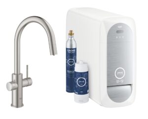 Dřezová baterie Grohe Blue Home s vytahovací sprškou supersteel 31541DC0