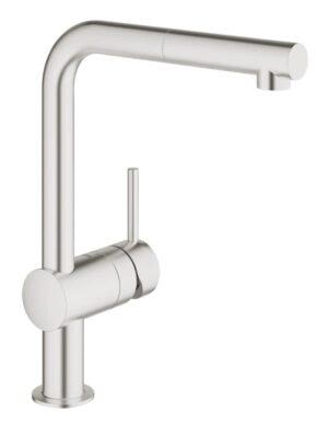 Dřezová baterie Grohe Minta s vytahovací sprškou supersteel 32168DC0