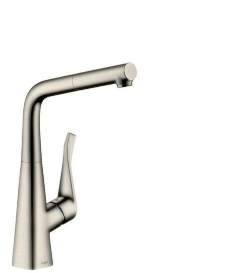 Dřezová baterie Hansgrohe Metris M71 s vytahovací sprškou vzhled nerezu 14821800