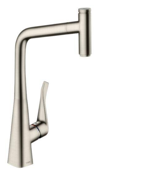 Dřezová baterie Hansgrohe Metris Select M71 s vytahovací sprškou vzhled nerezu 14884800