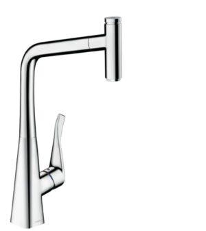 Dřezová baterie Hansgrohe Metris s vytahovací sprškou chrom 73803000