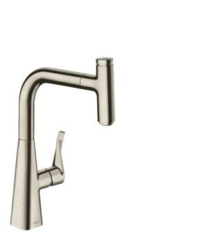 Dřezová baterie Hansgrohe Metris s vytahovací sprškou vzhled nerezu 73802800