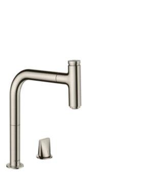 Dřezová baterie Hansgrohe Metris s vytahovací sprškou vzhled nerezu 73804800