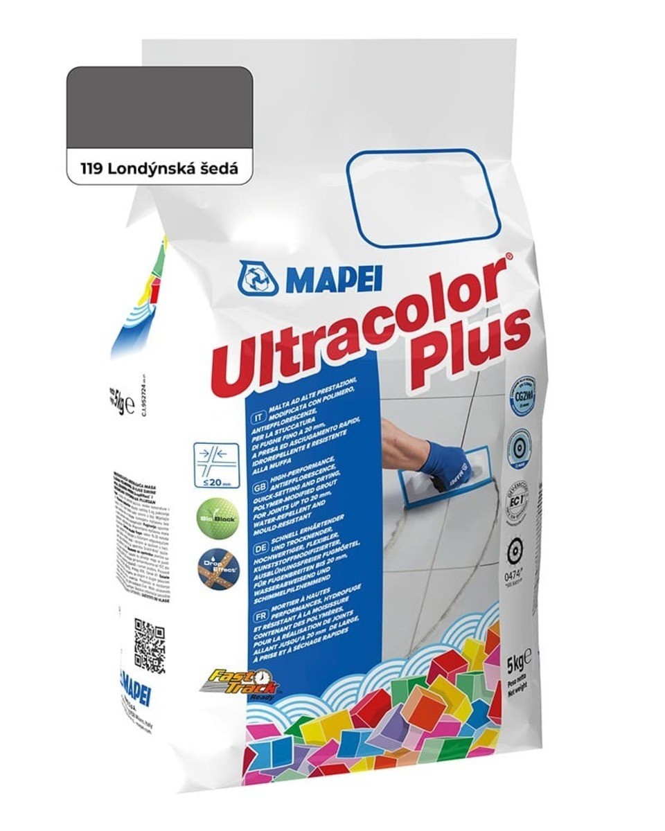 Spárovací hmota Mapei Ultracolor Plus londýnská šedá 5 kg CG2WA MAPU119